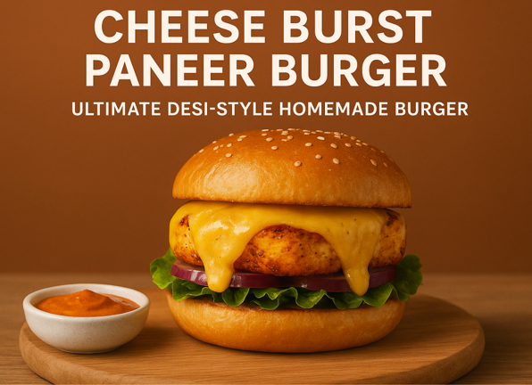 Cheese Burst Paneer Burger Recipe – Ultimate Desi-Style Homemade Burge