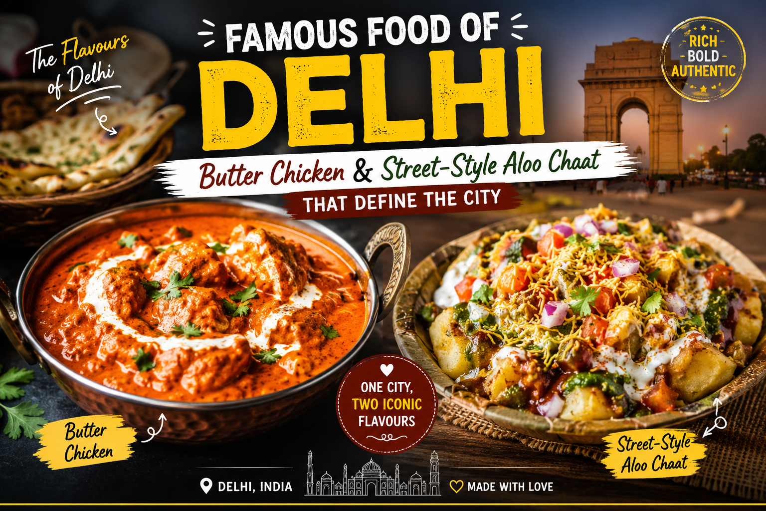 Famous Food of Delhi: Butter Chicken & Street-Style Aloo Chaat That Define the City