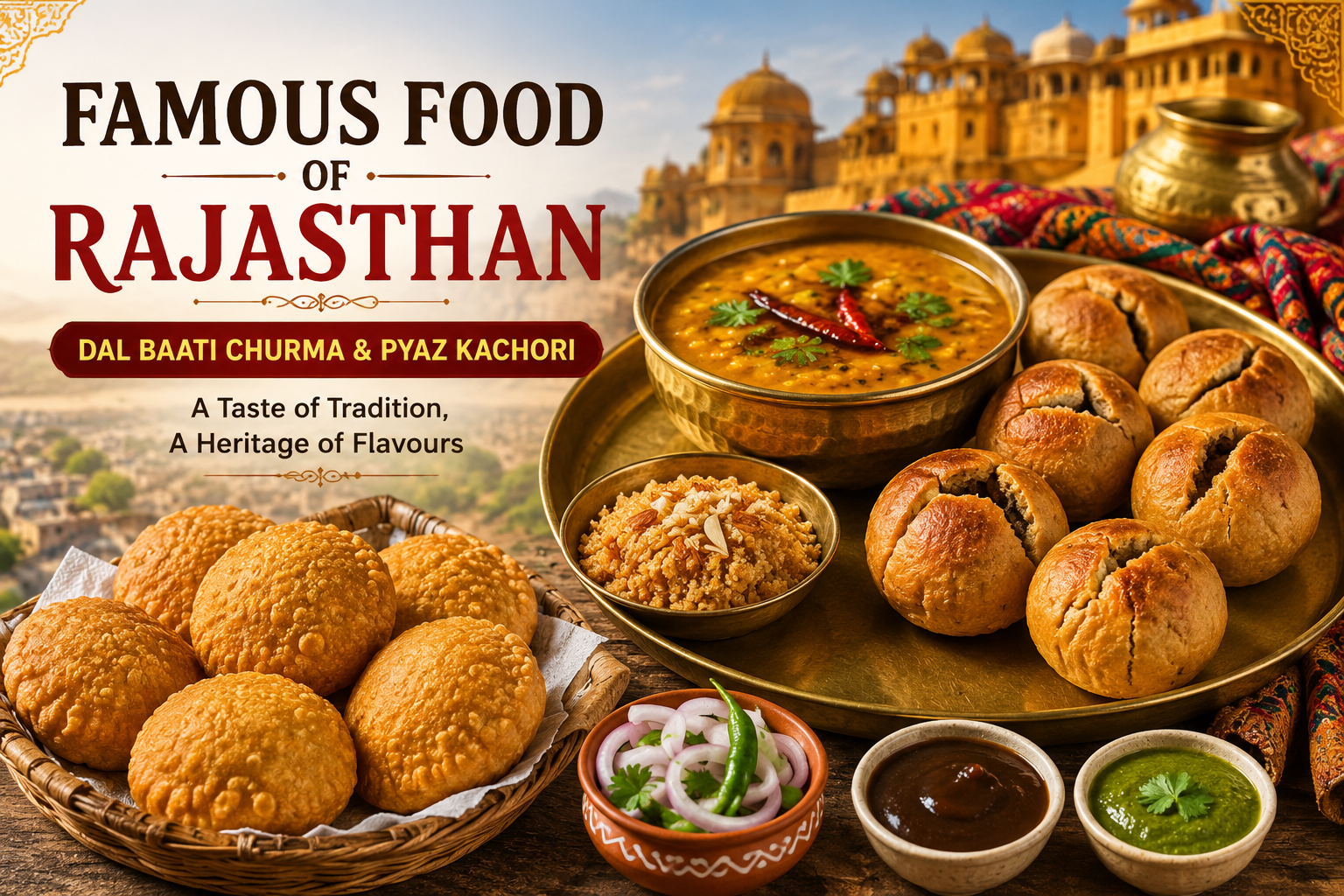 Famous Food of Rajasthan: Authentic Dal Baati Churma & Iconic Pyaz Kachori