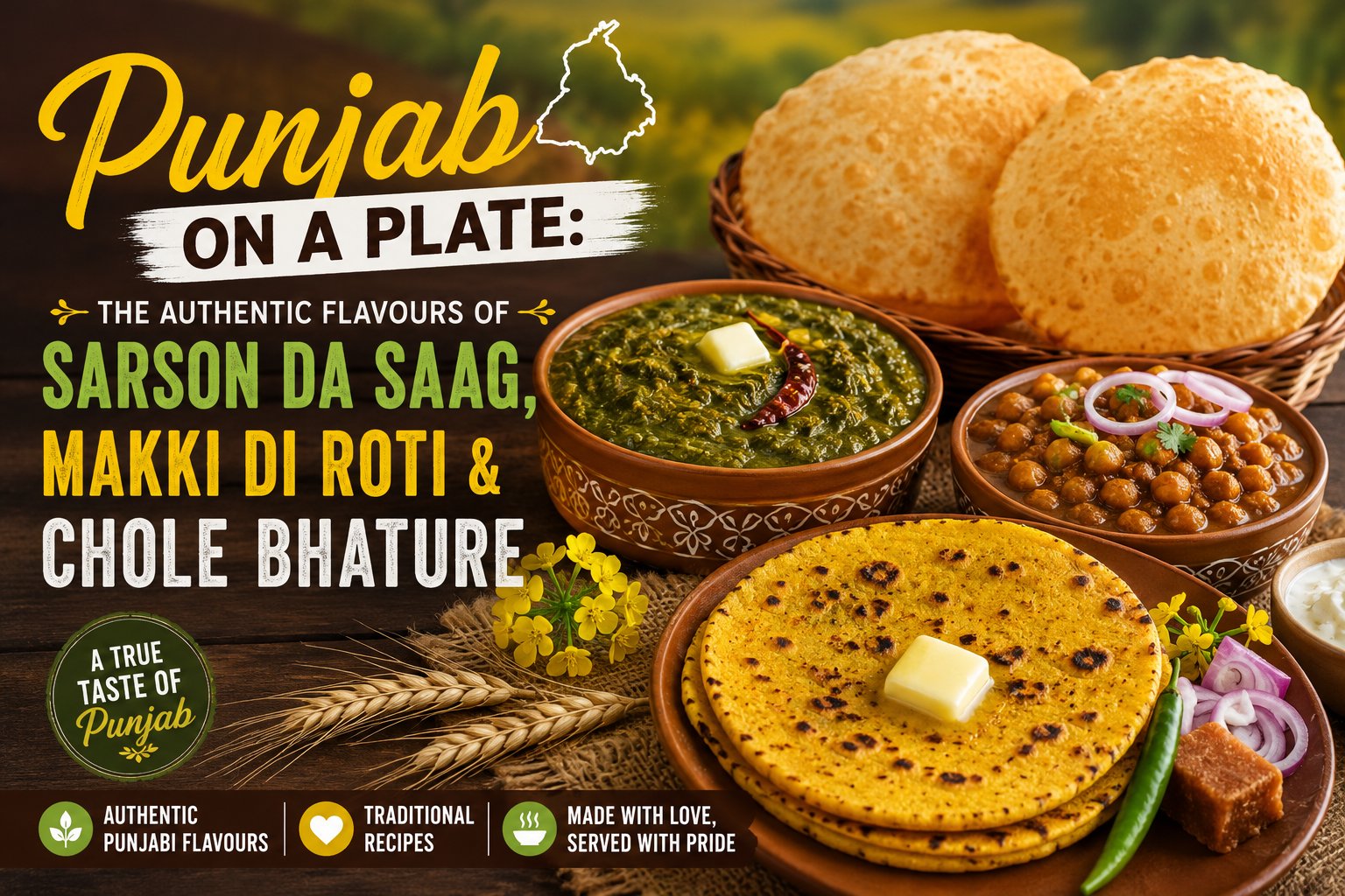 Punjab on a Plate: The Authentic Flavours of Sarson da Saag, Makki di Roti & Chole Bhature