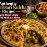 Homemade Amritsari kulcha with potato filling served with chole