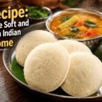 Soft South Indian idli served with sambar and coconut chutney