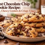 Homemade chocolate chip cookies with soft centers, golden crispy edges, and melted chocolate chips.