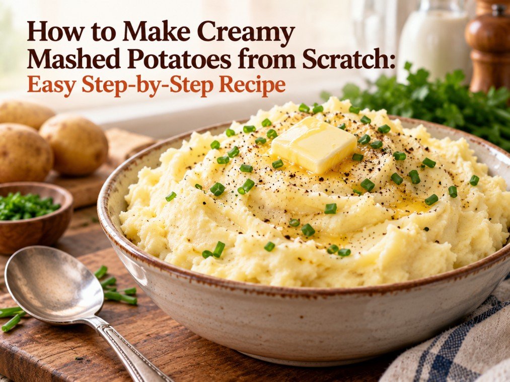 Creamy homemade mashed potatoes with melted butter and fresh chives in a serving bowl.